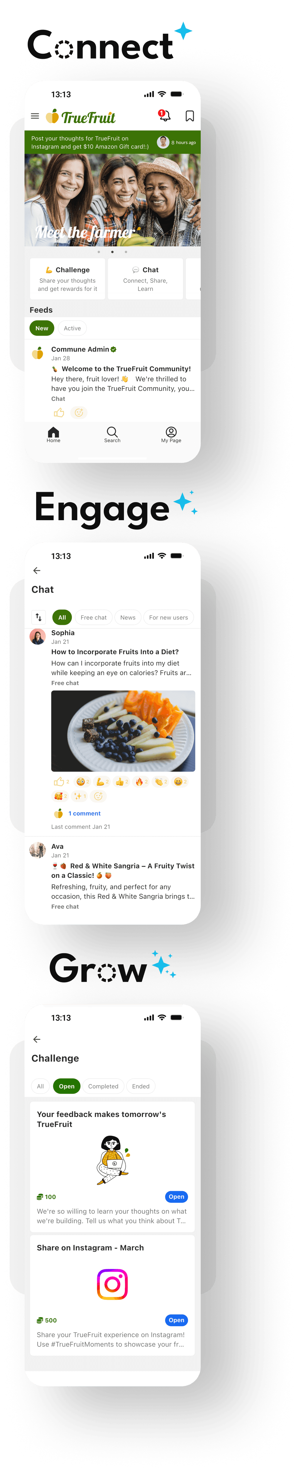 TrueFruit community product experience on mobile